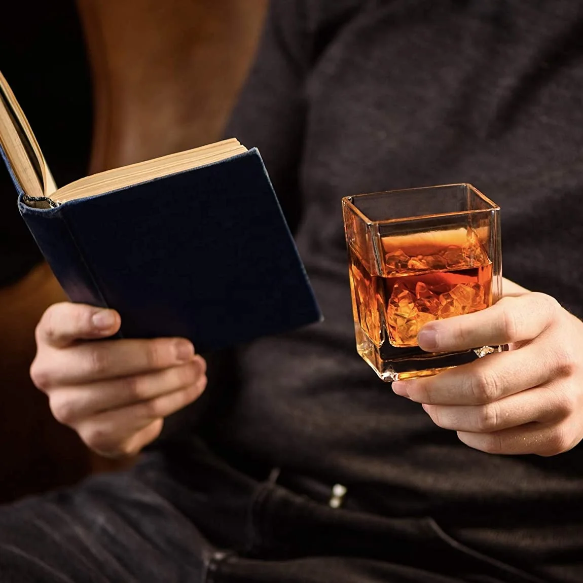 Rocks Glasses Set Square Heavy Base Bottom 10oz Square Rock Whiskey ...