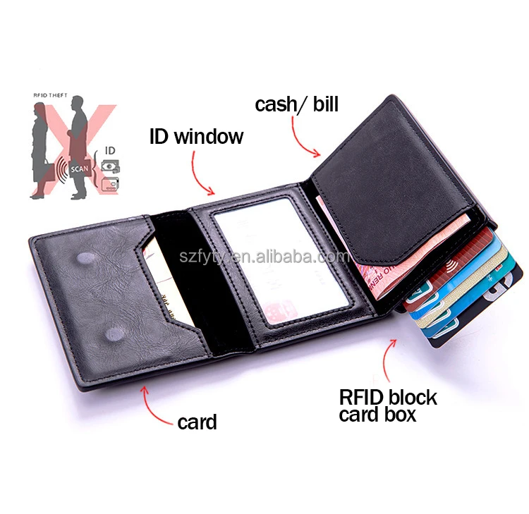 Stock Pop up Aluminum Magnetic Slim Wallet AirTg Holder RFID Protect