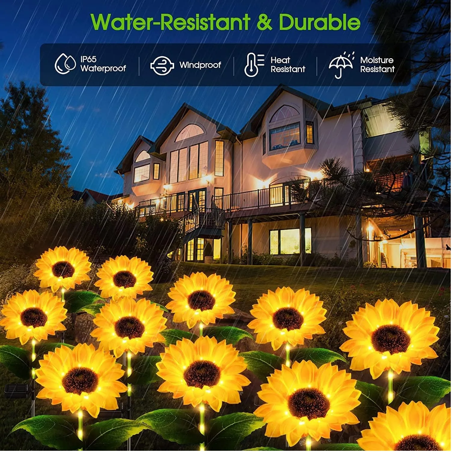 Sunflower Solar Garden Lights Waterproof Outdoor LED Landscape Lights