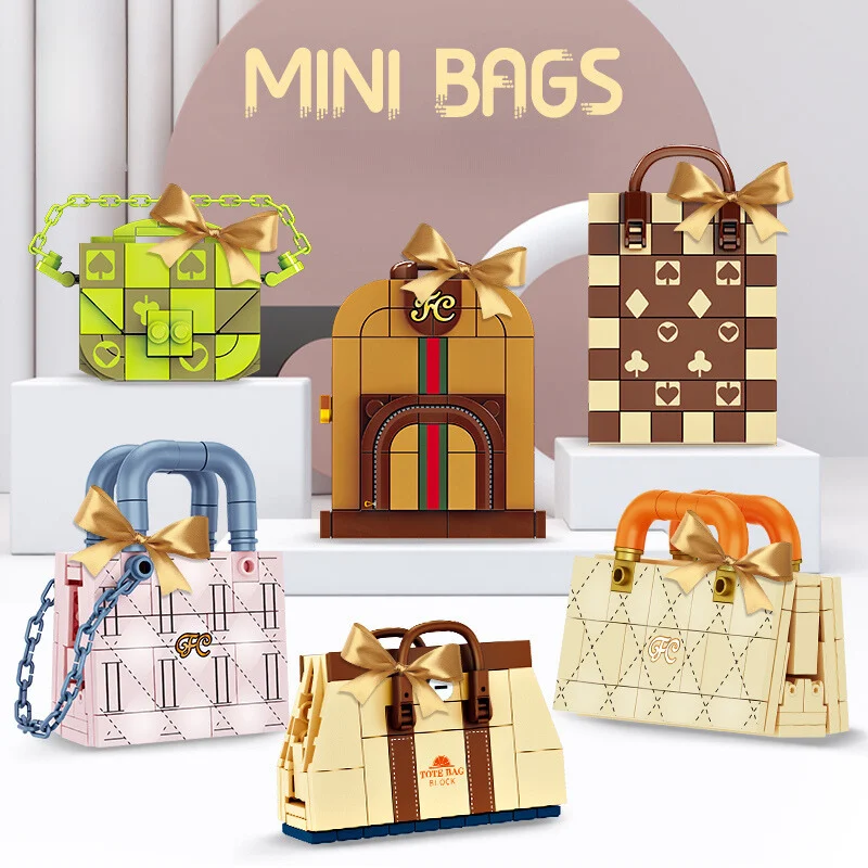 Mini Fashion Building Block Handbag 3D Puzzle Toy Educational Kid Gift Model Transportation Multiple Plastic Mini Fashion Bag
