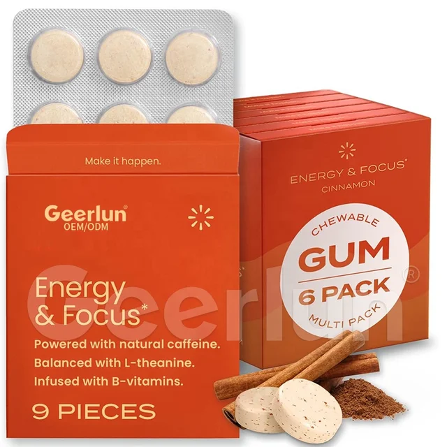 Factory OEM Focus Energy Chewable Gum Enhances Mental Clarity & Cognition Nootropic Mints Supplements