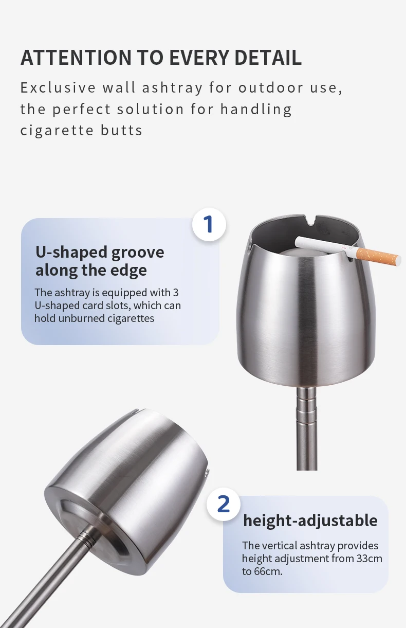 Stainless Steel Table Top Ashtray with Lid Cigarettes Windproof/Rainproof Stainless Steel Smokeless Odorless Ash Tray for Home
