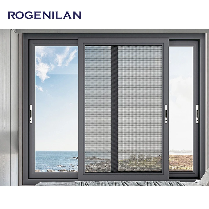 Sliding Aluminum Window with Mesh Soundproof Glass Aluminum Sliding Kitchen Window