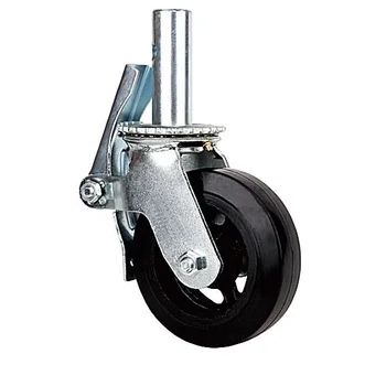 Distributor Wanted Industrial 6 Inch Elastic Rubber on Cast Iron Scaffolding Caster Wheel with Locking Brake for Europe Market