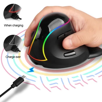 Alternative view of 2.4G Wireless Mouse  Ergonomic Optical Mice Rechargeable Vertical Mouse for Laptop Desktop PC Removable Palm Rest Thumb Buttons