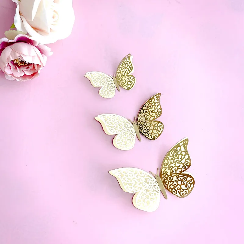 Double Layer Butterfly Cake Toppers Princess Girls Wedding Happy