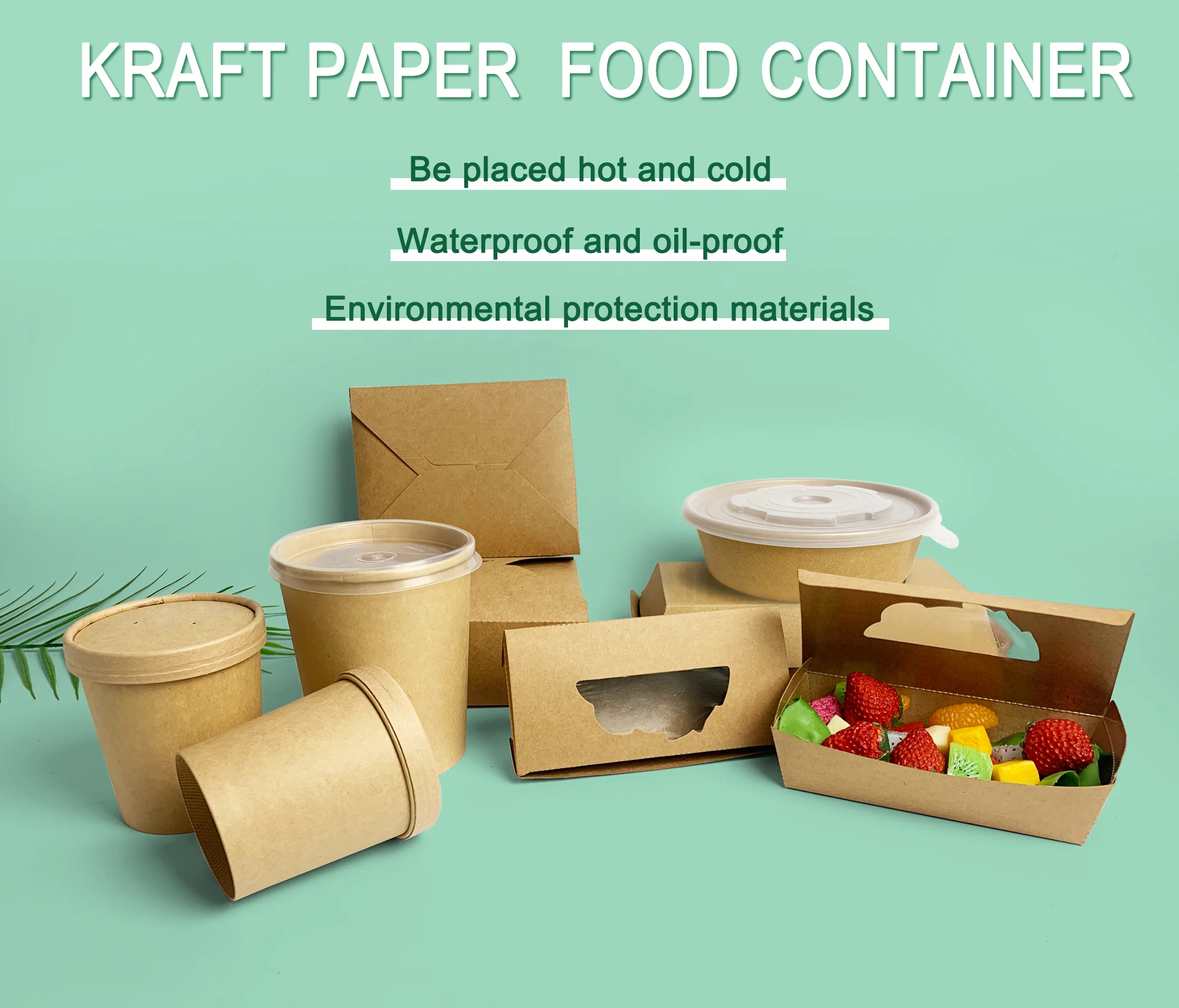 Wholesale China Cheap price China Disposable 500ml 600ml 700ml 800ml 1200ml  1600ml 2100ml Biodegradable Food Container Salad Box, Kraft Lunch Box,  Rectangular Takeout Container Manufacturer and Supplier