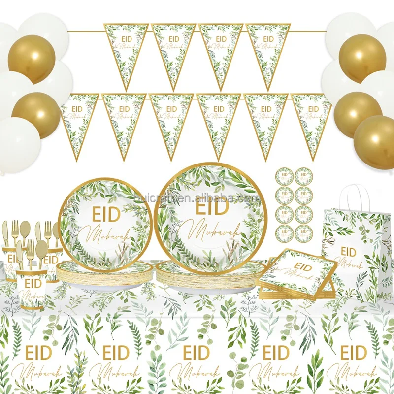 Eid Mubarak Paper Plates Set Ramadan Decorations 2023 Disposable Custom