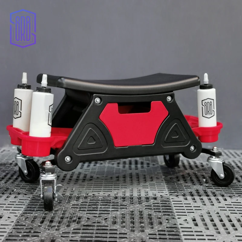 Car Wash Tool Auto Detailing Rolling Stool Creeper Seat With Tools Organizer and Extra Storage Trays