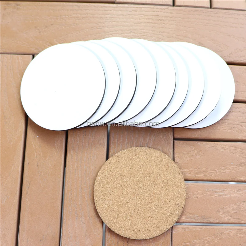 10 Pieces Set Sublimation Blank Cup Coasters Round 95mm Blank Cup Mat