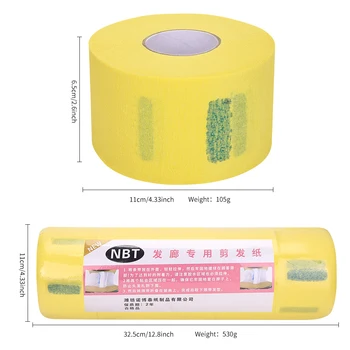 Disposable Paper Barber Neck Strips 5 Rolls Strips Yellow Professional Stretchy Paper Neck Band for Salon
