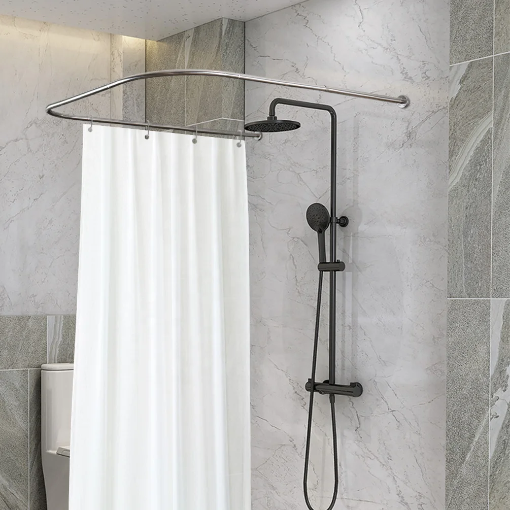 Baoyouni Stainless Steel 90130cm Adjustable Curved Shower Curtain Rod