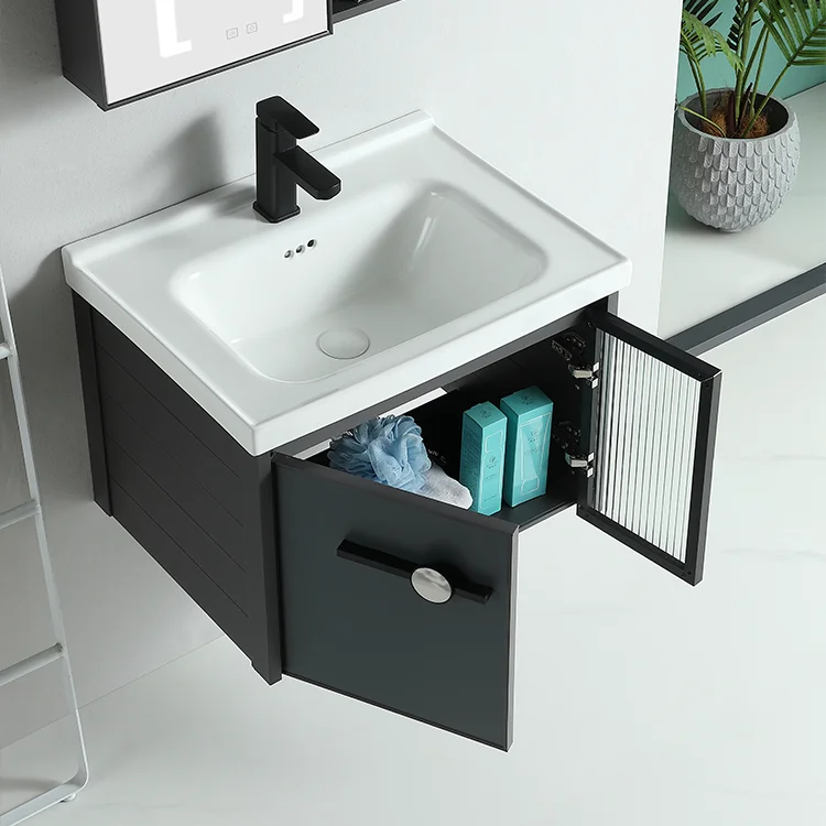 Chinese chaozhou cheap price new design factory aluminum wall mounted vanity sink bathroom cabinet details