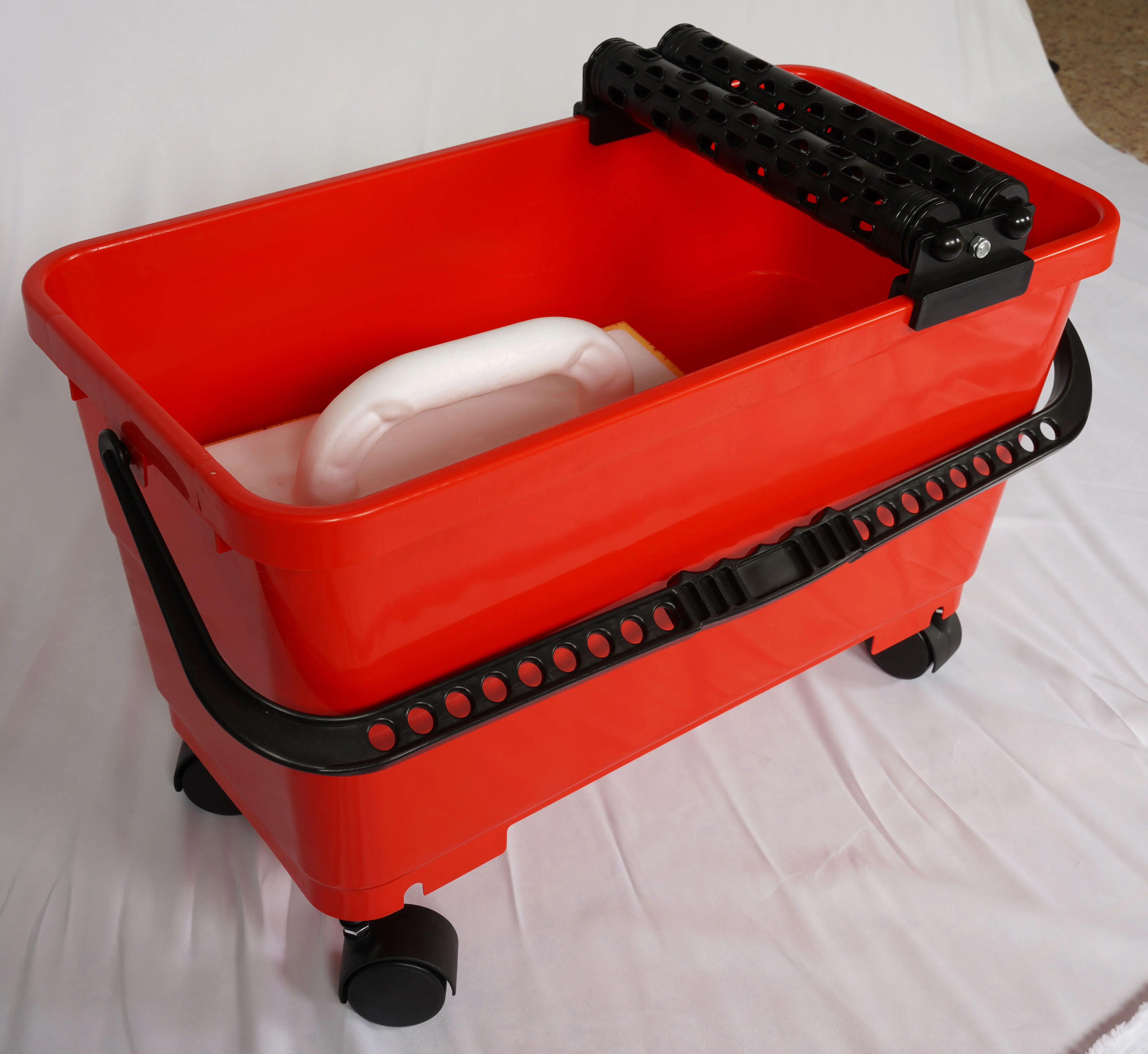 24L Sponge Float Bucket with Wheels Cleaning System up Set Tile Grout Bucket Washboy Grout Cleaning Kit Grout Set