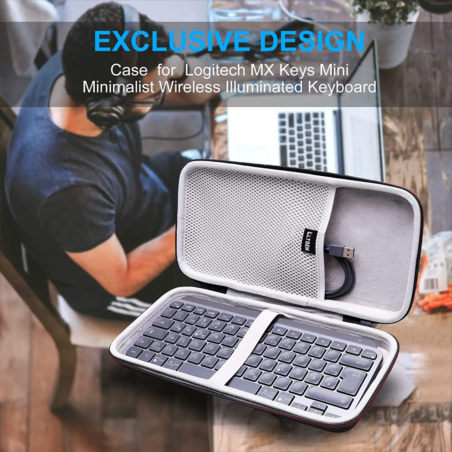  Hermitshell Hard Travel Case for Logitech MX Keys Mini  Minimalist Wireless Illuminated Keyboard (Gray) : Electronics