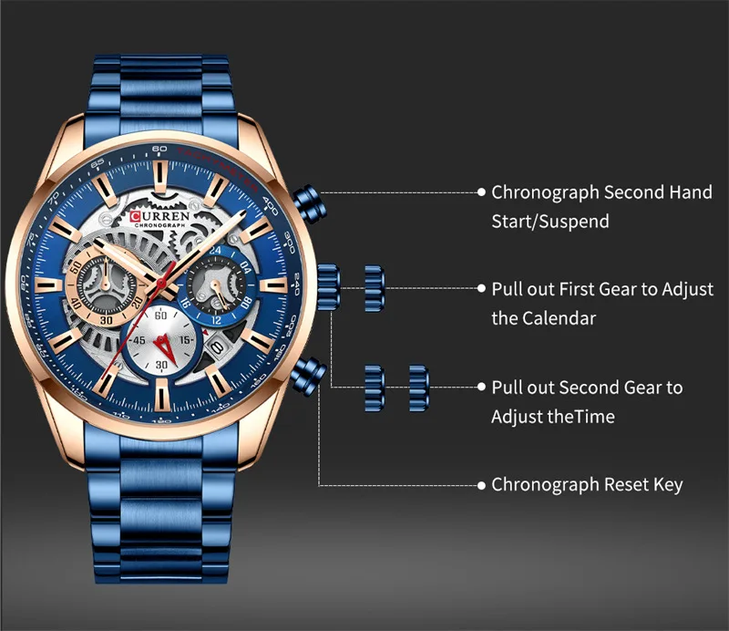 Curren 8391 Chronograph Six-Hand Quartz Watch for men