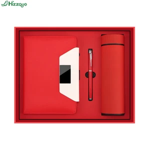 Promo Wholesale Business Luxury A5 Diary Bottle Set Customizable PU Leather A5 Notebook Gift Set With Pen, Thermal Mug