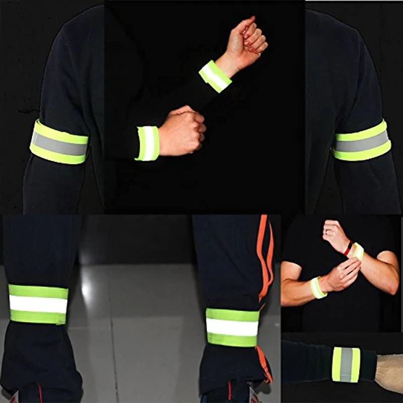 High Visible Reflective Night Running Walking Elastic Strap Wristbands Ankle Bands Armbands Safety for Cycling