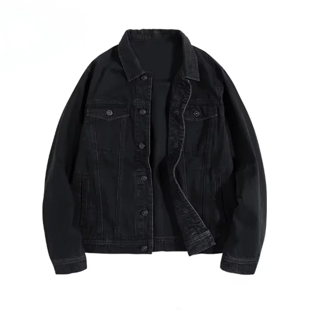 Free Sample Customize Factory Price Custom Logo High Quality Mend Black  Denim Jackets Boys Denim Jacket OEM - Main Image