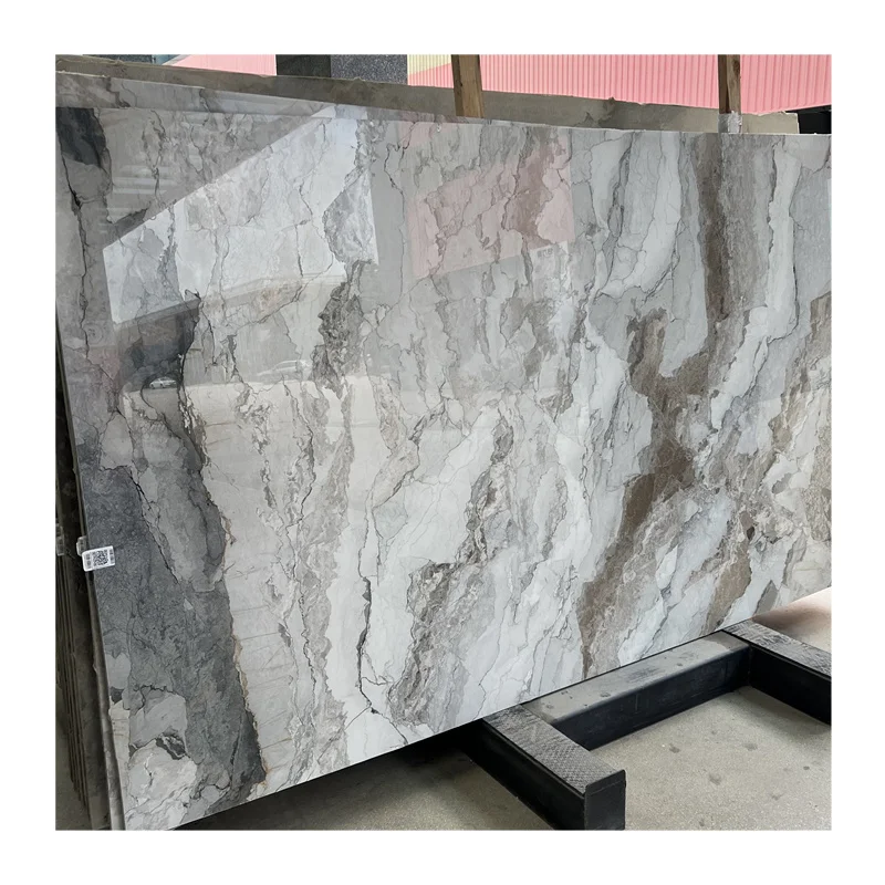 Camu White Marble Polished Modern Design Grey Marble Slab for Kitchen Bathroom Living Room or Hotel Use 1-Year Warranty