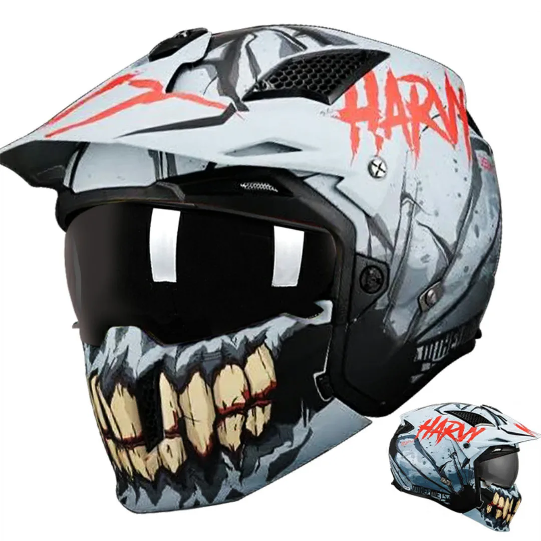 Dark Black Motorcycle MT Street Fighter Full Face Helmet