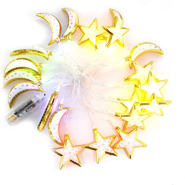 2023 New Arrival LED String Starry Fairy Light With Plastic Moon Shape Ornament Ramadan Eid Diwali Mubarak Islam Muslin Decor