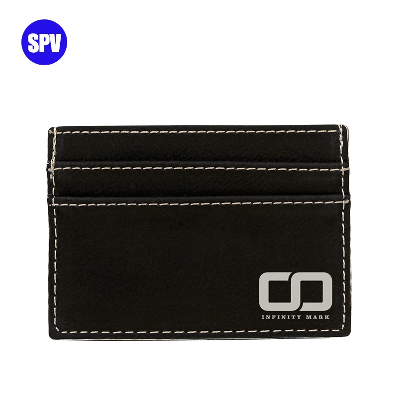 Hot Selling Laserable Leatherette Money Clip Wallet Card Holder with Customized Logo