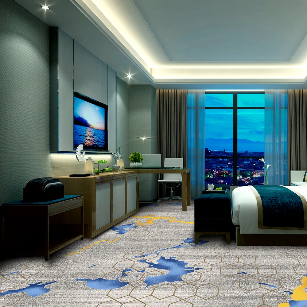 3D Printed Tufted Loop Pile Modern Wall-to-Wall Banquet Hall Carpet for 5-Star Hotel Lobby