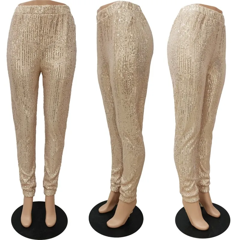 Gold Sequin Wide Leg Pants Harem Pants 