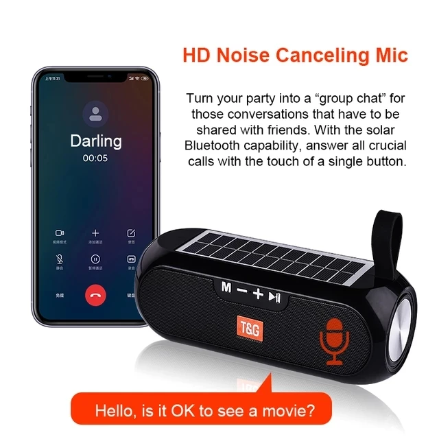 TG182 Portable Column Portable Column WirelessBluetooth Bass Stereo Box Waterproof Outdoor Solar Charging Bluetooth Speakers - ANKUX.COM