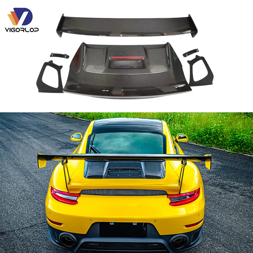 Easy Install Auto Parts Carbon Fiber Tail Wing Rear Lip Wing Spoiler For Porsche 911 991 GT2RS