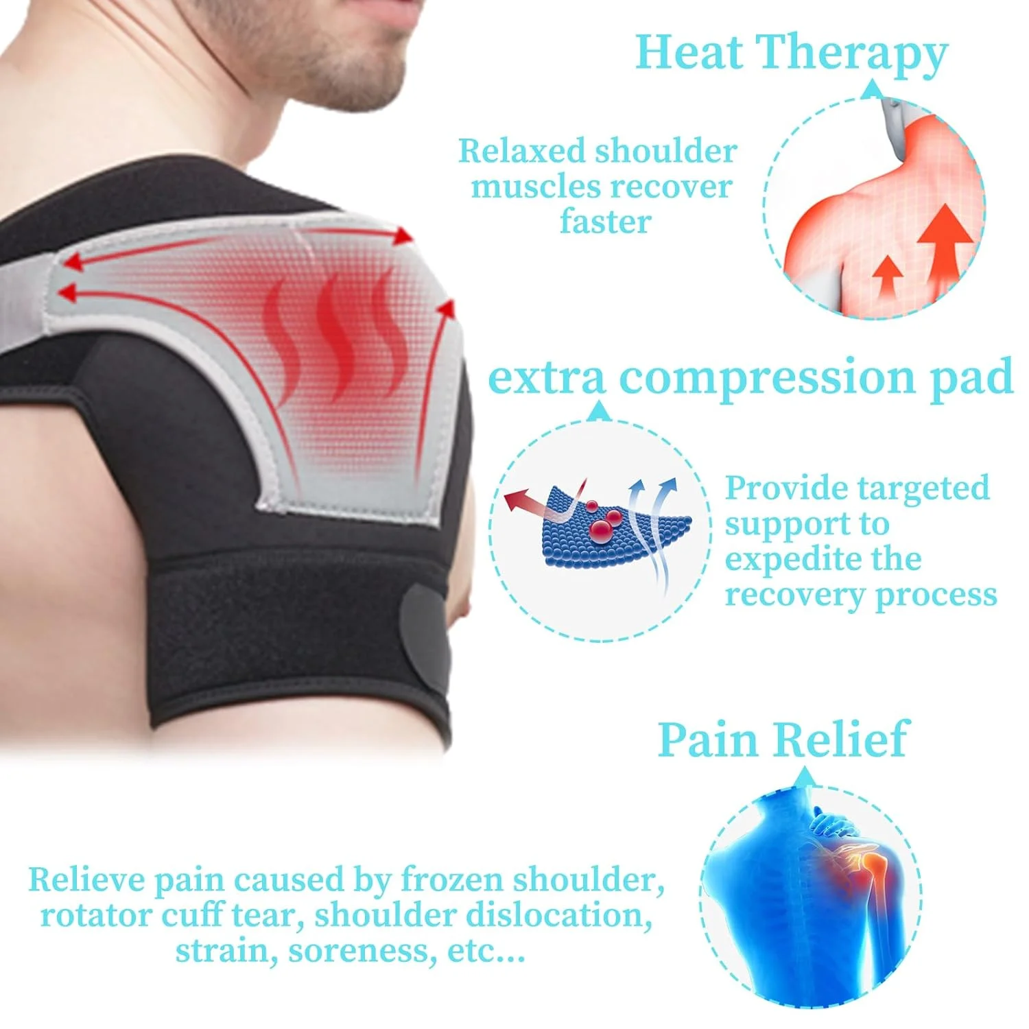 Adjustable Neoprene Compression Shoulder Support Brace with Strap for Tendonitis Pain Relief