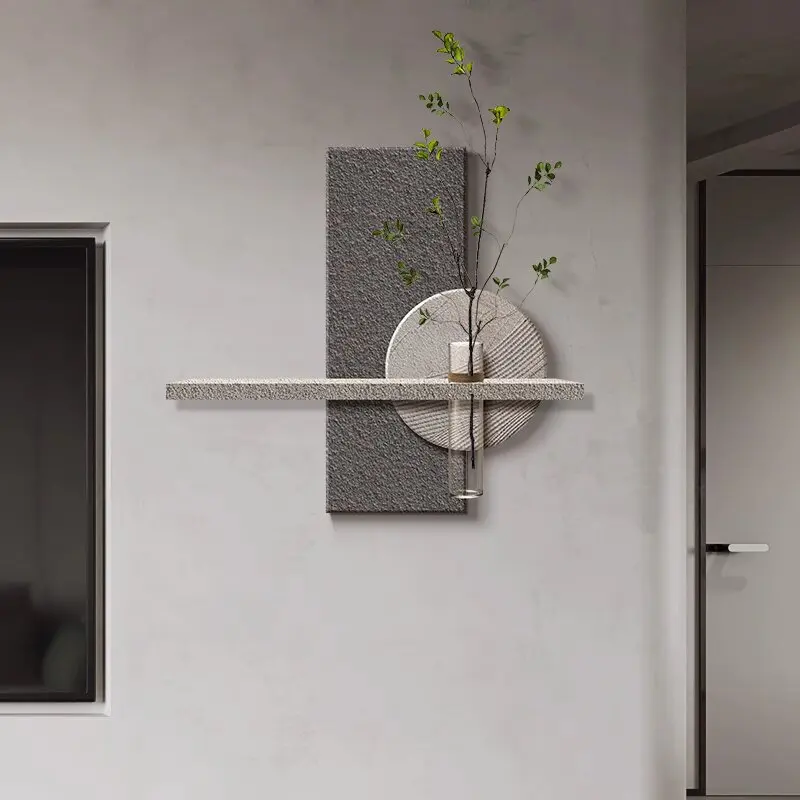 Wholesale Custom Modern 3D Sandstone Texture Painting Entrance Home Decoration New Abstract Plant LED Lamp Painting Wallart