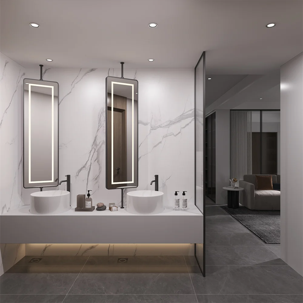 LED Mirrors Rotatable Washroom Rectangular Illuminated Smart Bathroom LED Mirror