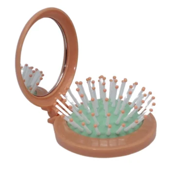 Multi Function Colorful Mini Folding Hair Brush With Mirror Comb Portable Folding Hair Brush With Mirror Comb