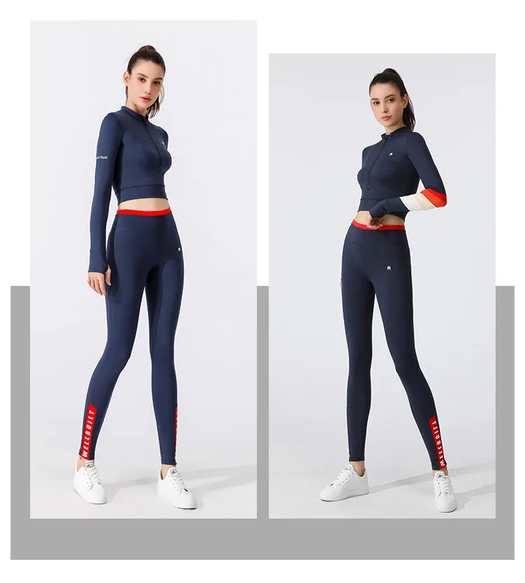 New Fashionable Women Long Sleeve Quick Dry Athletic Workout Training Wear Jogging Suit Outfits Combination Womens Tracksuit