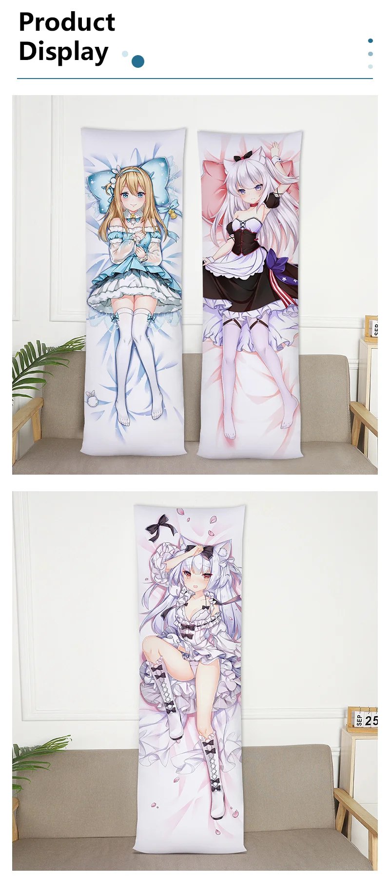 150*50cm/170*50cm Custom Sexy Anime Pillow Covers Dakimakura Soft Long