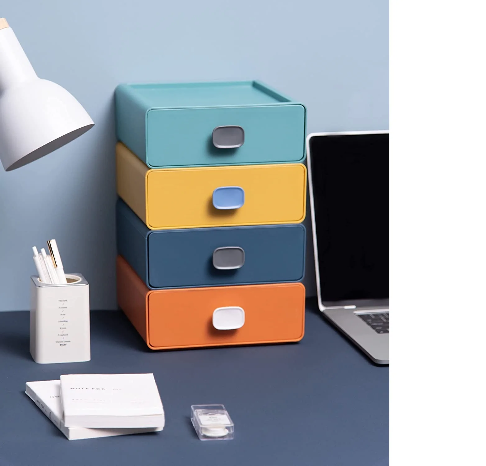 Plastic Storage Drawers Stackable Desktop Organizer Box 3drawer Set