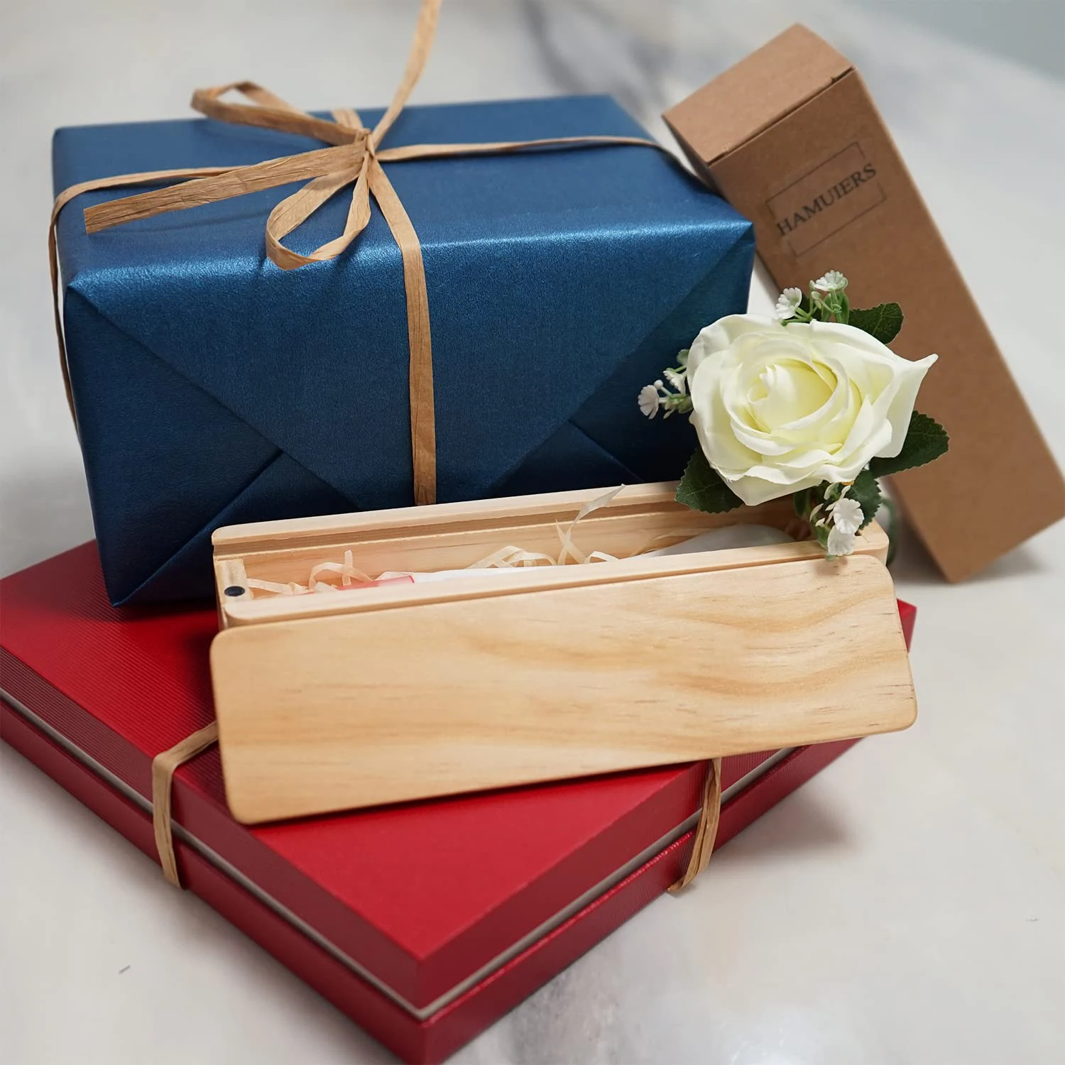 CHGCRAFT Pregnancy Test Keepsake Box Heart Footprint Wooden Pregnancy Test Box With Raffia