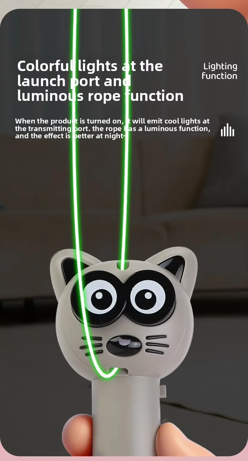 Luminous USB Charging Electric Cat Toy Automatic Rope Teaser Wand Funny Interactive Pet Toy manufacture