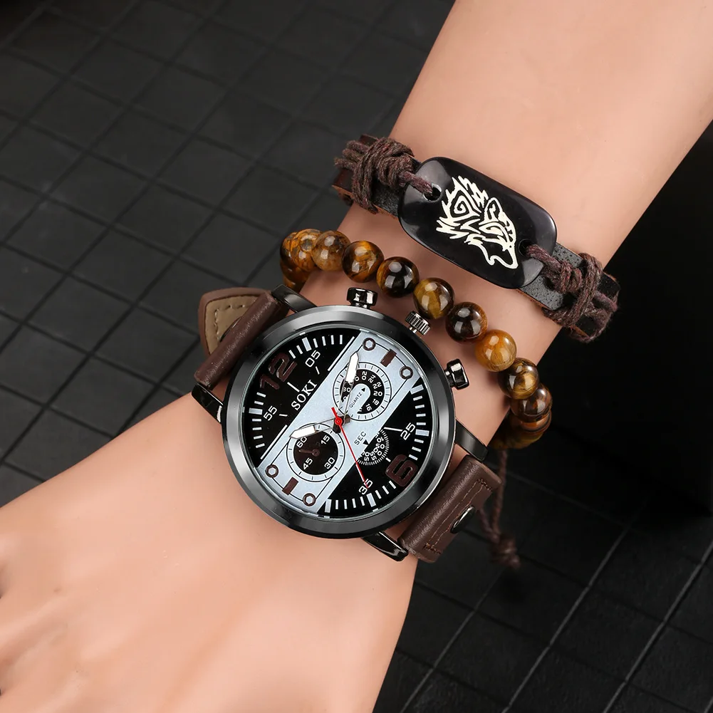 Montre Homme Chenghts à Quartz - Bracelet Cuir Multifonction - Neuve Avec étiquettes