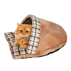 Custom Brand FBA Service Non Slip Bottom Flannel Soft Velvet Peekaboo Cat Bed Cave NO 3
