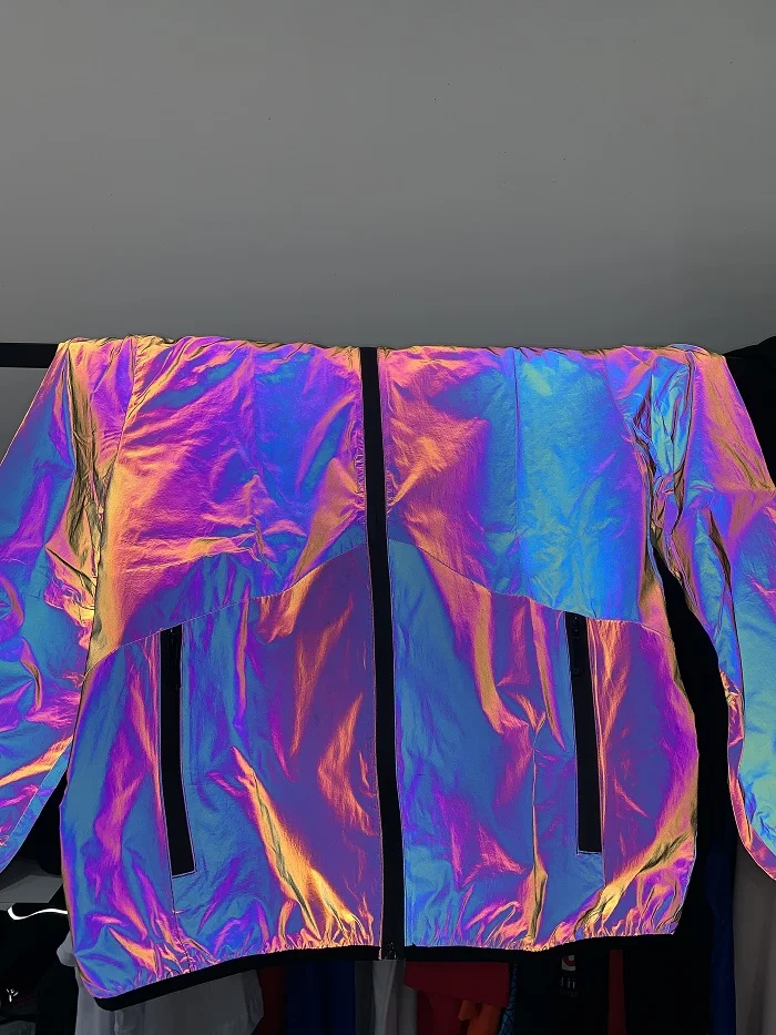 Полностью радужные светоотражающие мужские куртки для улицы