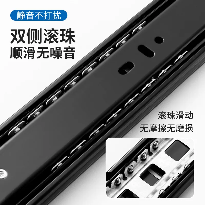 Source Factory Heavy Duty 3-Fold Ball Bearing Drawer Rails 45mm Telescopic Slides for Cabinets for Dining Outdoor for Kitchen