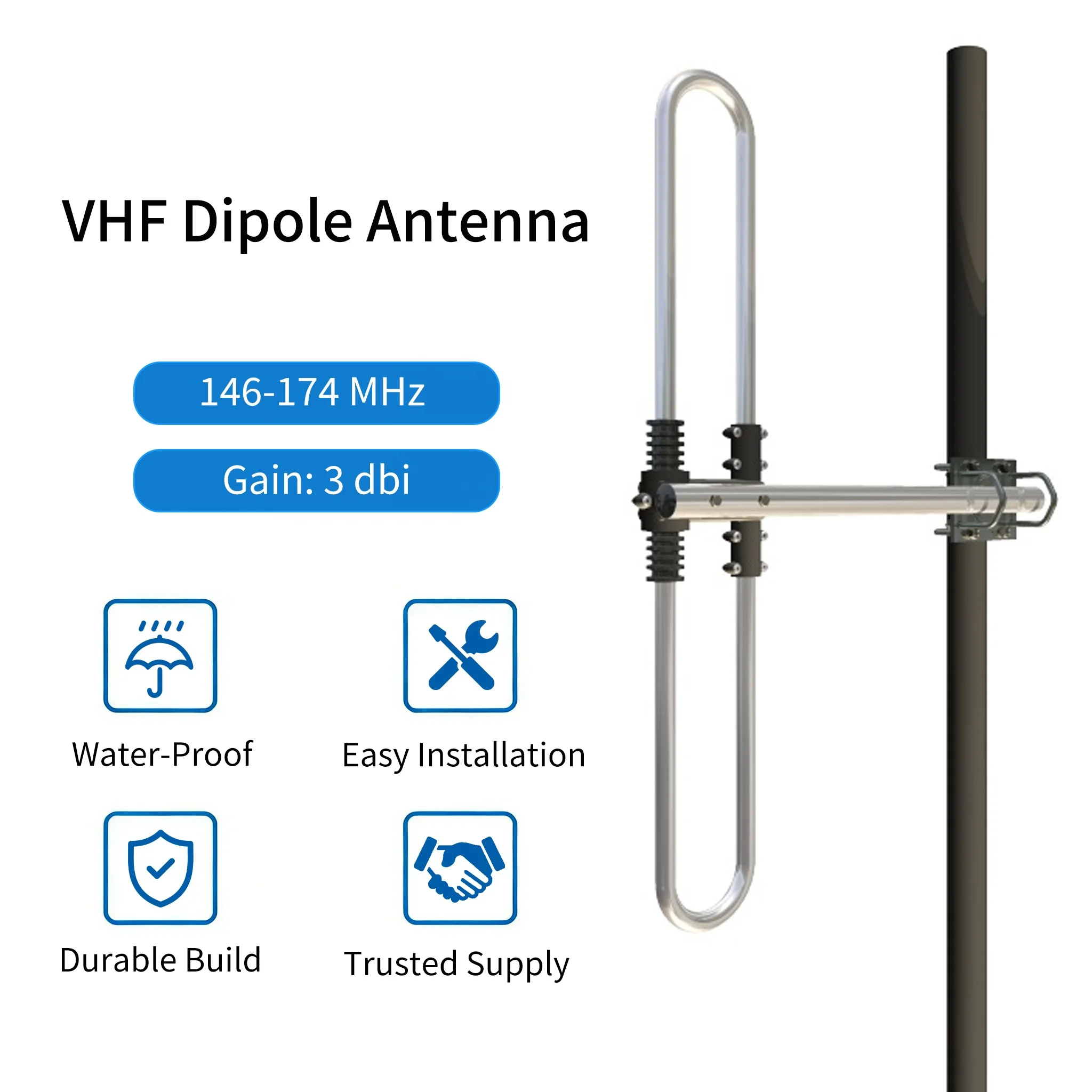 Huahong VHF 146-174 MHz Outdoor Aluminum Alloy Dipole Antenna Phased Array Antenna