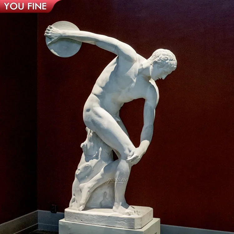 Hand Carved Famous Marble Discobolus Sculpture