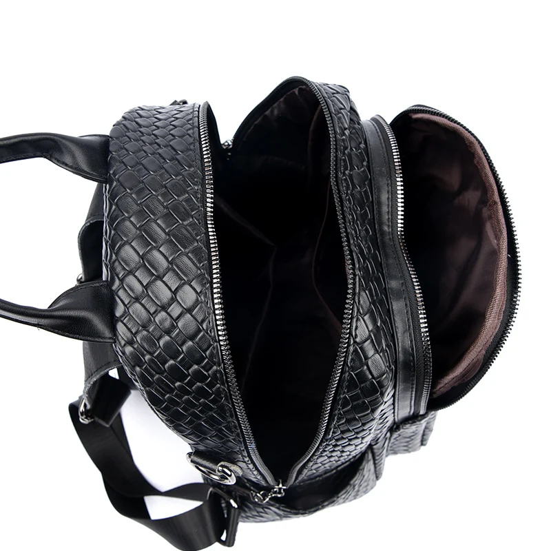 2024 Classic Design Black PU Leather Anti Theft Backpack