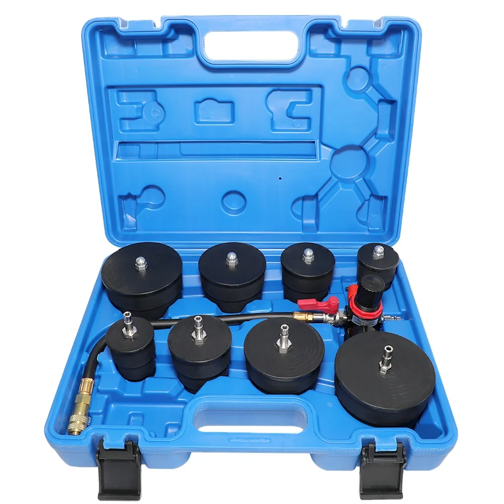 Kit Tester Perdite Pressione Turbo - Set 9 Pezzi Con Manometro 0-6 Bar, Adattatori Per Sistemi Turbocompressori Auto