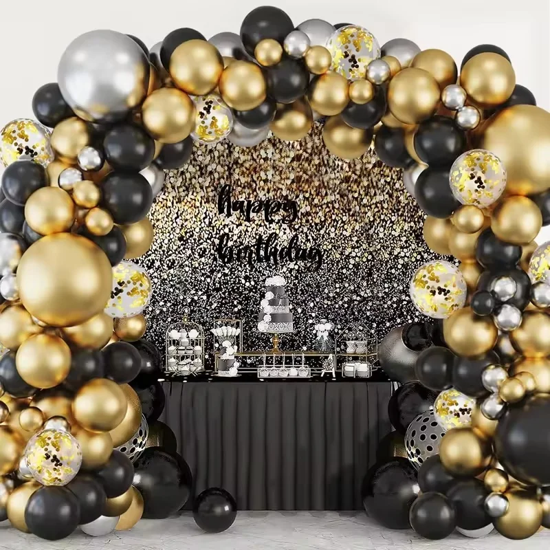 Wholesale Custom Black Gold Balloon Set Holiday Party Birthday Wedding Decoration Balloon Garland Arch Halloween Mother's Day