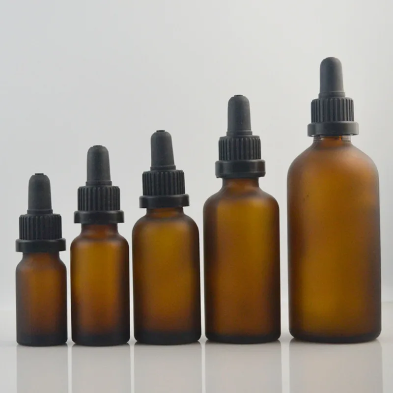 Frosted Amber Glass Bottle For Essential Oil Maple Syrup Oral Liquid